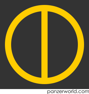 Yellow circle with a vertical line across.