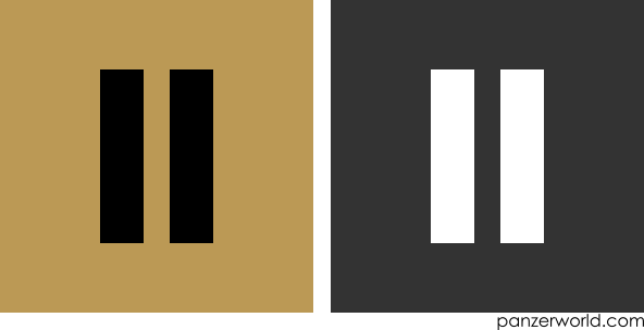 Two parallel vertical lines. Both a black-on-khaki and a white-on-gray variant are shown.