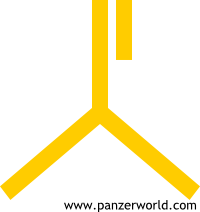 A yellow inverted Y with a vertical line to the top right side.