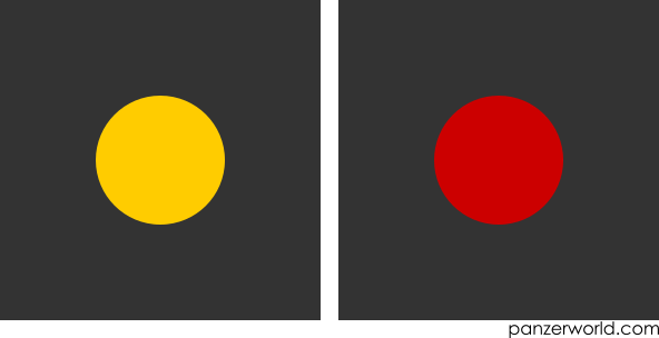 Yellow and red discs.