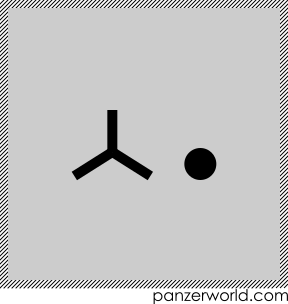 Inverted Y with a disc at its bottom right corner.