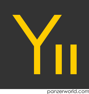 A yellow capital Y with two vertical lines half its height to its lower right.