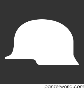 White silhouette of a German helmet.