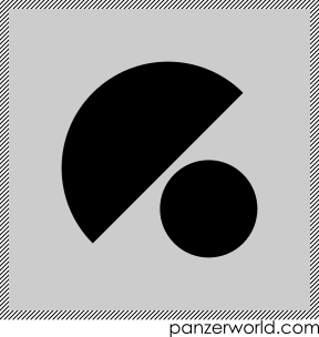 Figure of the top left half of a disc with a disc half its size in the bottom right corner.